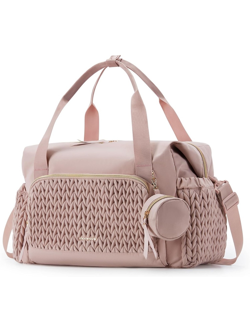 Blush Pink Quilted Travel Tote Bag